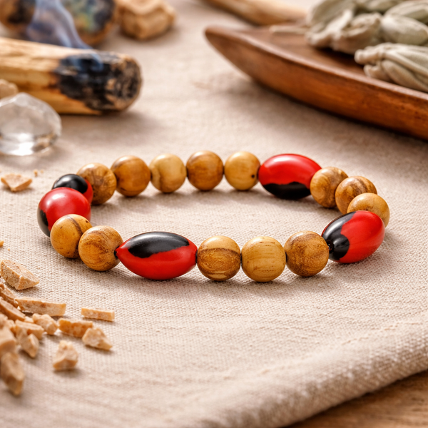 Palo Santo Armband Met 4 Huayruro Zaden