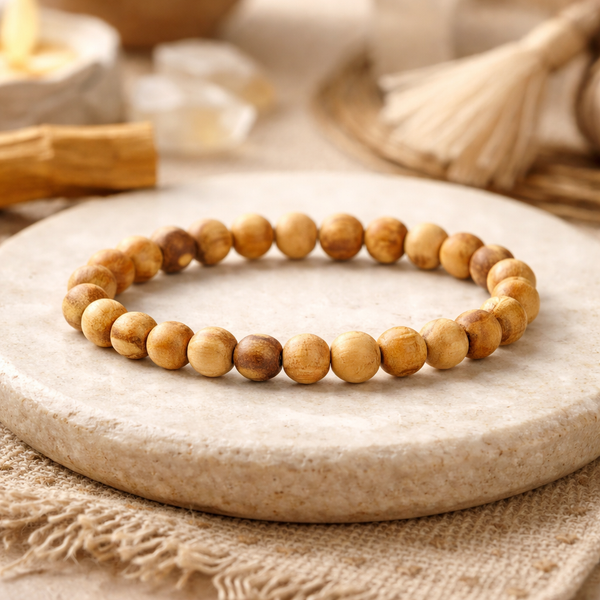 Palo Santo Armband Met Ronde Kralen ± 6 Mm Elastisch S