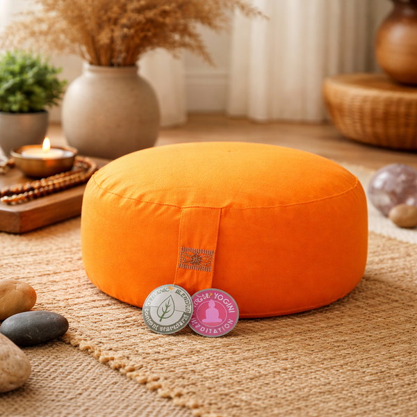 Meditatiekussen Rond Katoen Oranje 33 x 17 cm