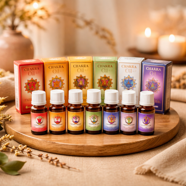 Set Van 7 Essentiële Chakra Oliën Met Etherische Oliën En Jojoba 7 x 10 ml