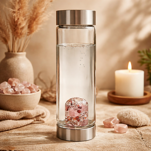 VitaJuwel ViA Edelsteen Waterfles Bergkristal Rozenkwarts Granaat Love 500 ml