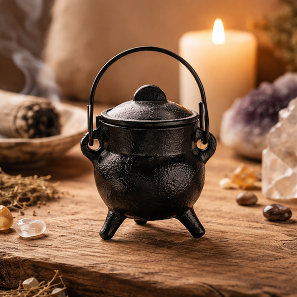 Cauldron Heksenketeltje Gietijzer Zwart Met Hengsel