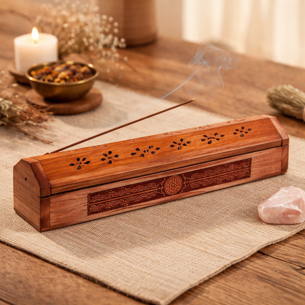 Wierookbrander En Bewaardoos Flower Of Life Gegraveerd