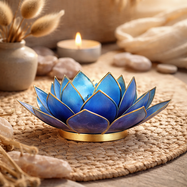 Sfeerlicht Lotus Capiz Schelp Violet-Blauw Tweekleurig