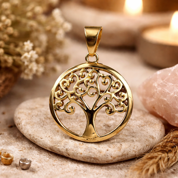 Hanger Tree Of Life Messing Goudkleurig