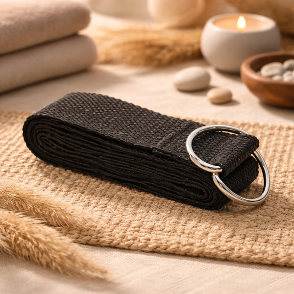 Yoga Riem D-ring Katoen Zwart 4 cm x 183 cm