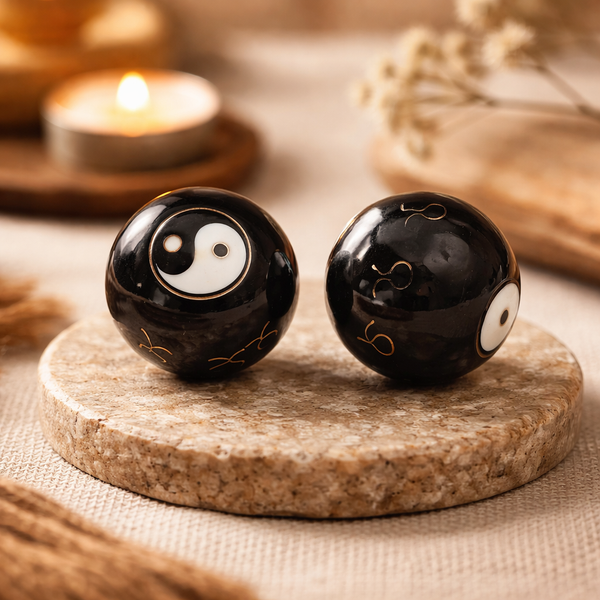 Meridiaankogels Yin Yang Zwart 3,5 cm Model 1