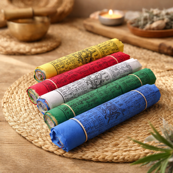 Gebedsvlaggen Tibetaans Polyester Wit Rood Blauw Geel Groen 8 meter