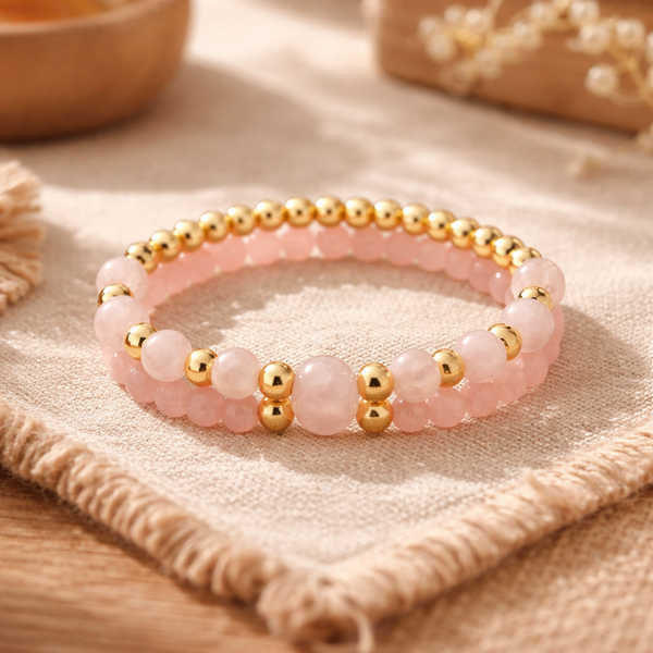 Armband Rozenkwarts En Hematiet Set Van 2 3~8 mm
