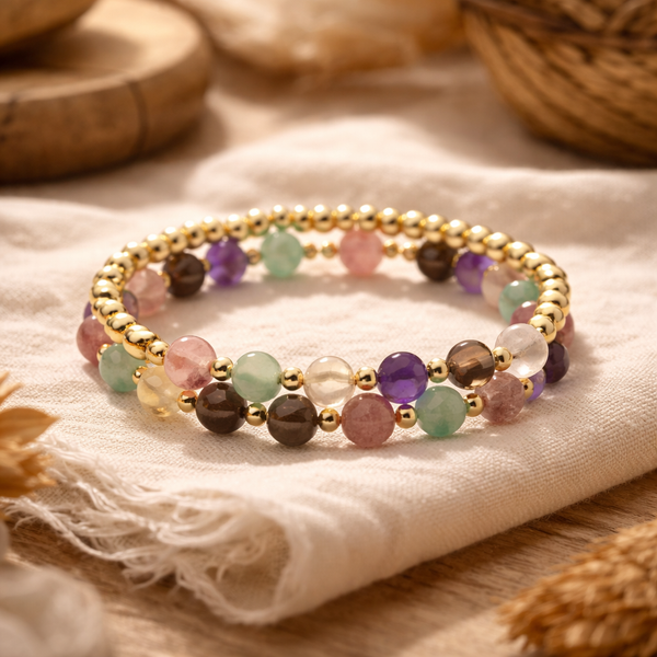 Armband Meerkleurige Gemengde Edelstenen Met Hematiet Set Van 2 3~8 Mm
