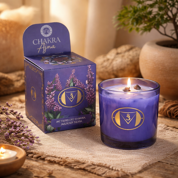 Geurkaars Ajna Derde Oog Chakra Sojawas Lavendel Tierra 130g