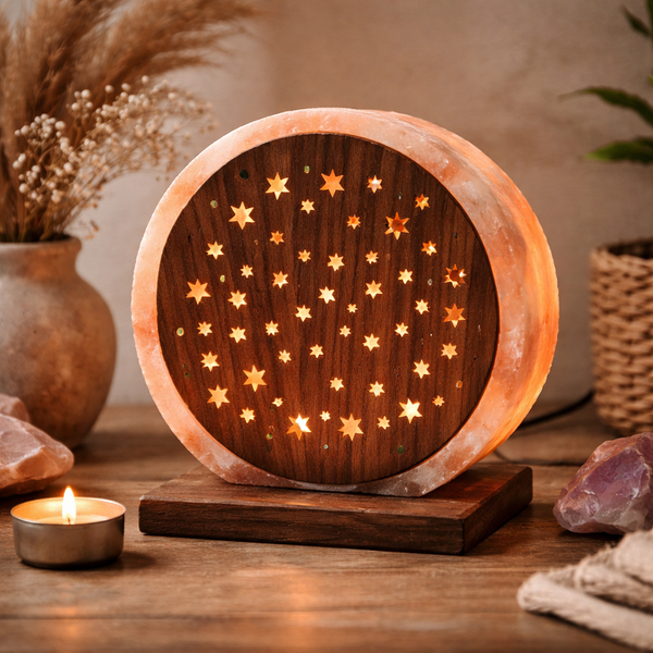Zoutkristallamp Sterren Met Kabel En Lamp ±22x19x10 cm