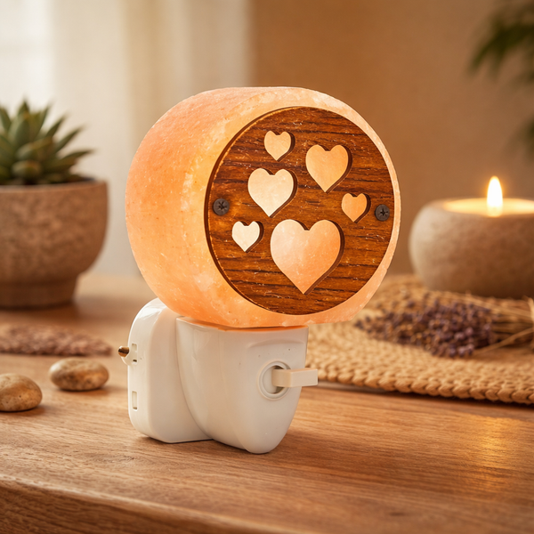 Zoutlamp Nachtlampje Harten Kristalzout 11,5x5,5 cm
