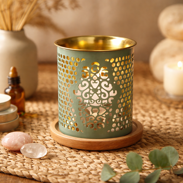 Aromafume Olieverdamper Khamsa Metalen Koperen Reservoir 8x9cm