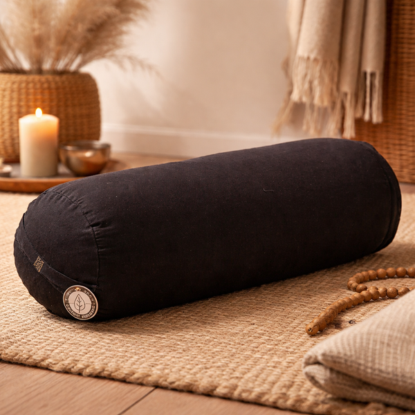 Bolster Rond Zwart Biokatoen OCS 60x16 cm