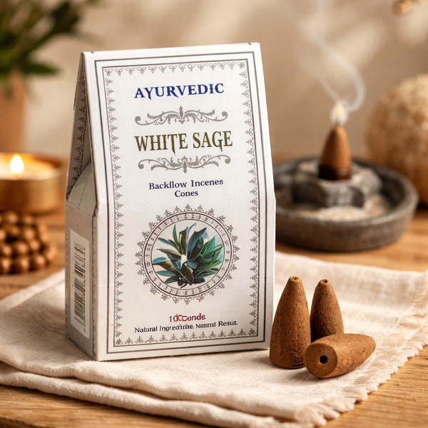 Ayurvedische Witte Salie Backflow Wierookkegels 30 g