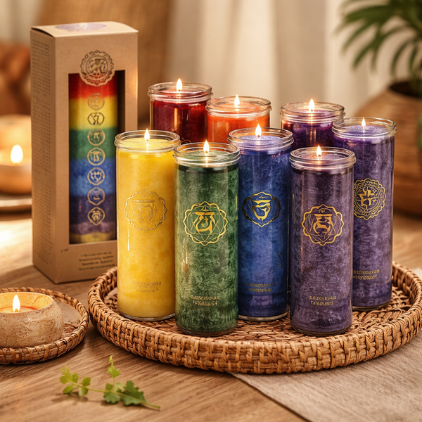 Chakra Geurkaarsen Set Gemengd Assortiment 12 Stuks 21x6.5 cm