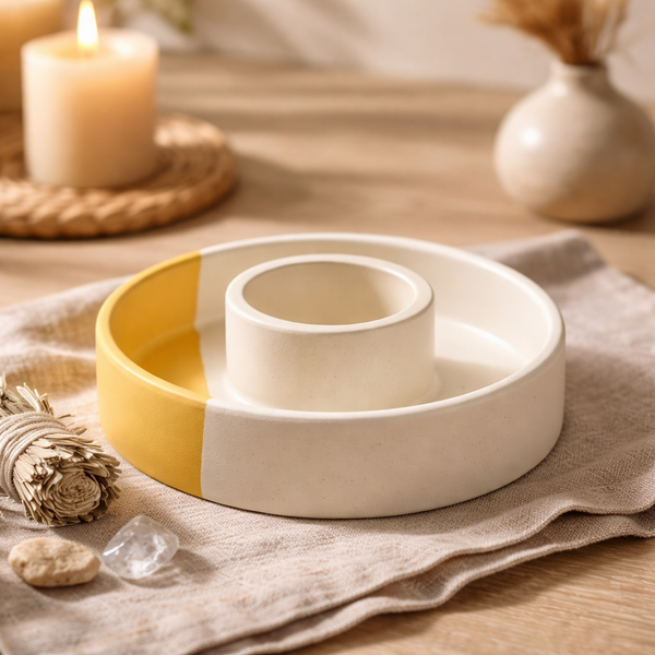 Keramische Smudgebrander Wit Oker Met Zandmatte Afwerking 12x3.5 cm