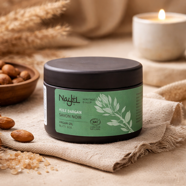 Najel Aleppo Zwarte Zeep Met Arganolie Ongeparfumeerd 200ml