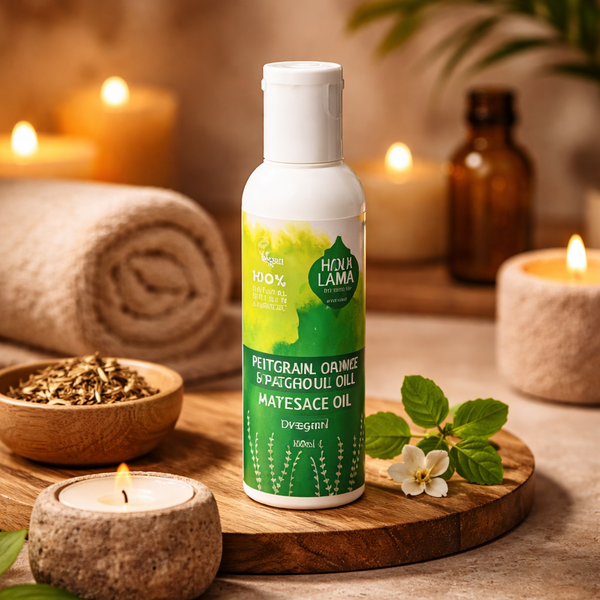 Holy Lama Ayurvedische Massage Olie Petitgrain Sinaasappel Patchouli Everfresh 100 ml