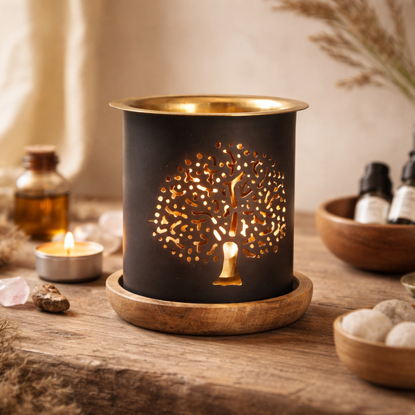 Aromafume Olieverdamper Boom Des Levens IJzer Hout Koper 8x9 cm