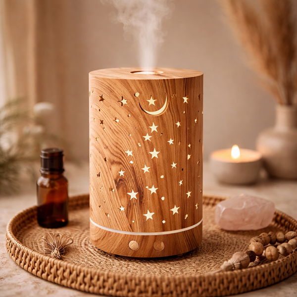 Aroma Diffuser Starlight Houtmotief Met LED Verlichting 200ml