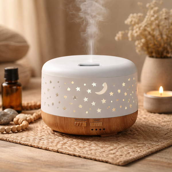 Aroma Diffuser Nebula Rond Wit Houtmotief 300ml