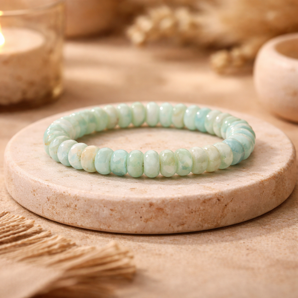 Armband Elastisch Amazoniet Facetgeslepen AA Kwaliteit 0.8 cm