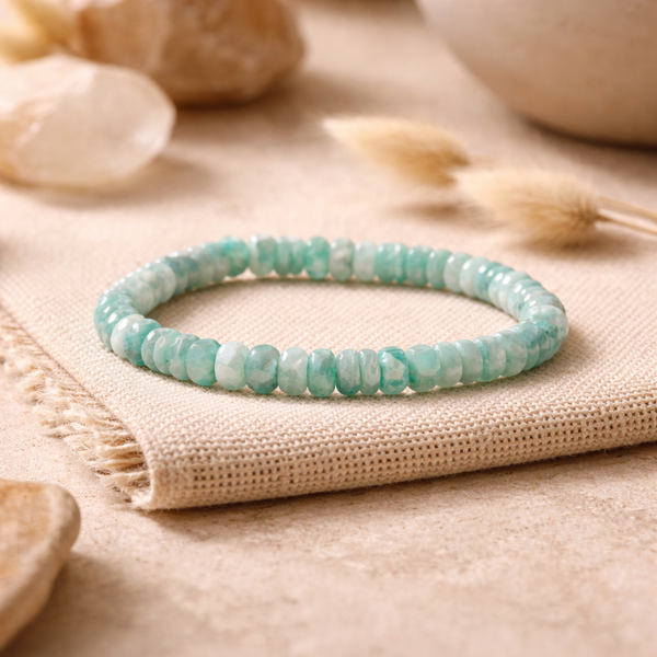 Armband Elastisch Amazoniet Facetgeslepen AA Kwaliteit 0.6 cm