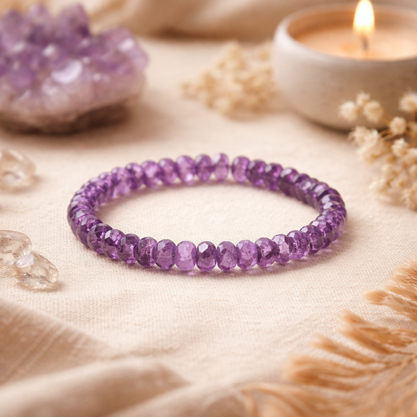 Armband Amethist Facetgeslepen AA Kwaliteit Elastisch 0,6 cm