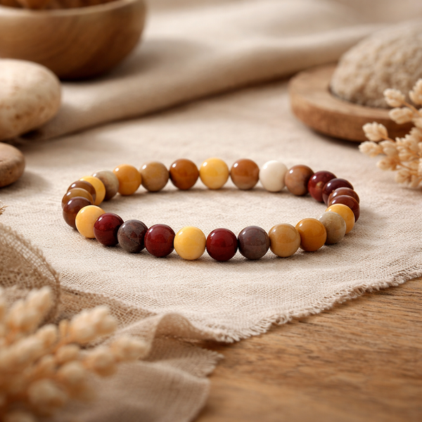 Armband Elastisch Mookaïet AA Kwaliteit 0.8 cm