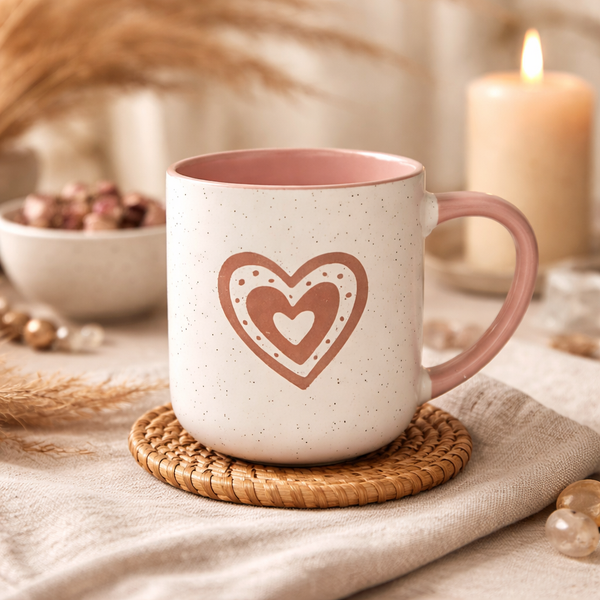 Mok Hart Bone China Porselein Roze ±400 ml