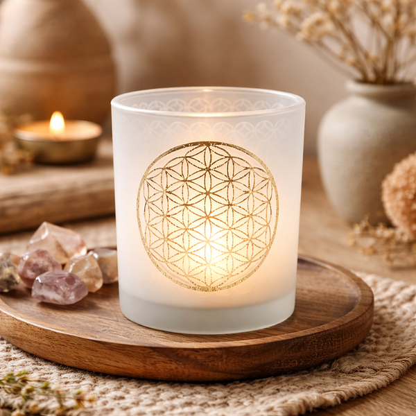 Sfeerlicht Bloem Des Levens Symbool Matglas Metallic 10x12,5 cm