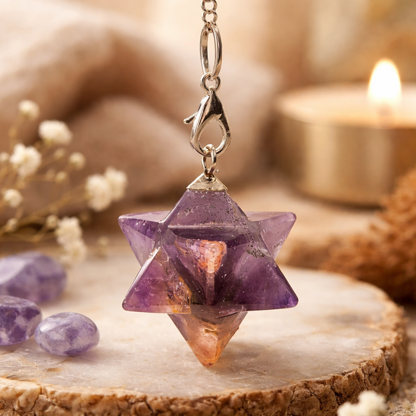 Amethist Merkaba Pendel Edelsteen 3 cm