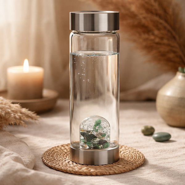 VitaJuwel ViA Vitality Glazen Waterfles Met Edelstenen 500ml