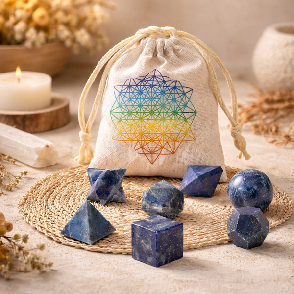 Lapis Lazuli Heilige Geometrie Set Edelstenen Uit India