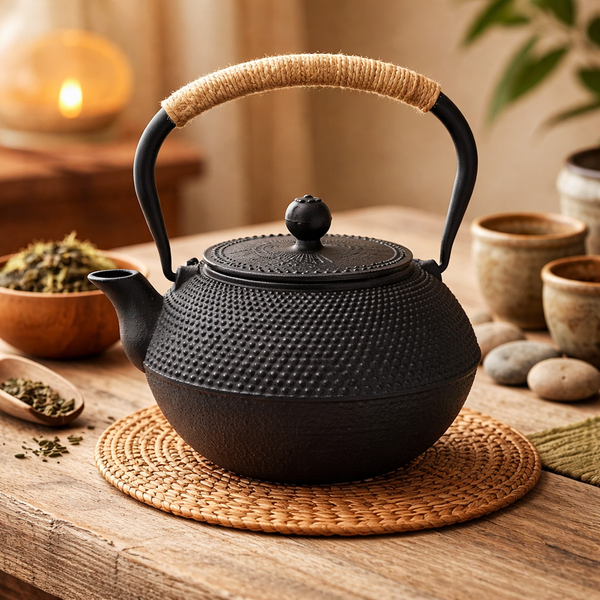 Tetsubin Theepot Traditioneel Chinees Gietijzer Zwart 1,2 Liter