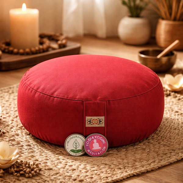 Meditatiekussen Rond Katoen Rood 33 x 17 cm