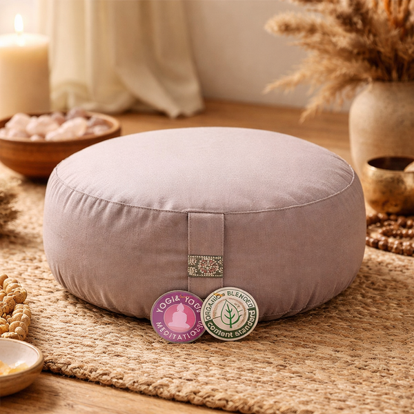 Meditatiekussen Rond Katoen Taupe 33 x 17 cm