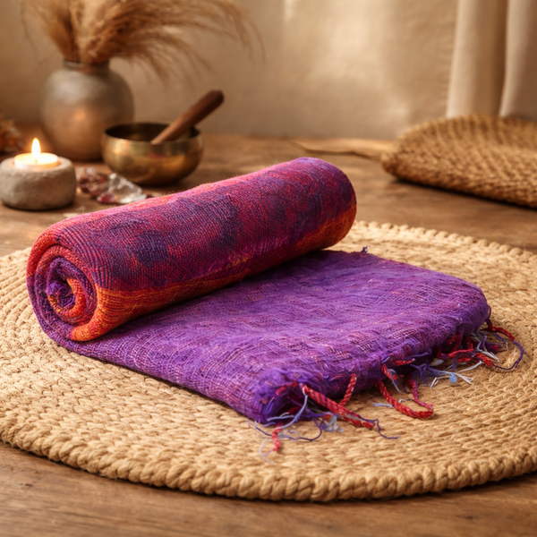 Meditatie Omslagdoek Paars Met Strepen 200 x 80 cm