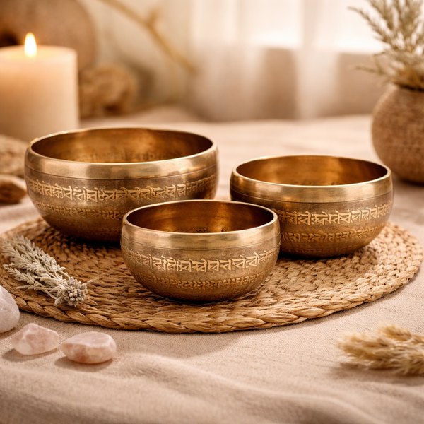 Klankschaal Tibet Gegraveerd Met Om Mani Pad Me Hum Mantra (14 cm)