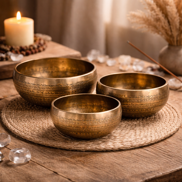 Klankschaal Tibet Gegraveerd Met Om Mani Pad Me Hum Mantra 24 cm