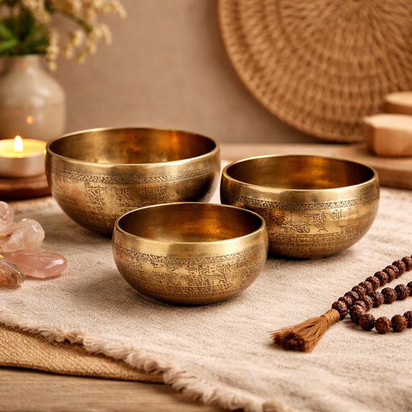 Klankschaal Tibet Gegraveerd Met Om Mani Pad Me Hum Mantra 12,5 cm