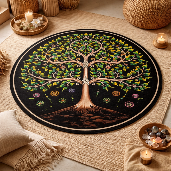 Strandlaken Tree of Life Katoen Zwart