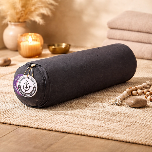 Yoga Bolster Yogi & Yogini Rond Antraciet Katoen 40 x 12 cm