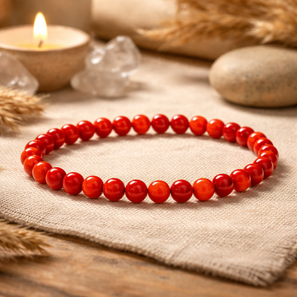 Armband Bamboekoraal Rood Edelsteen 6mm
