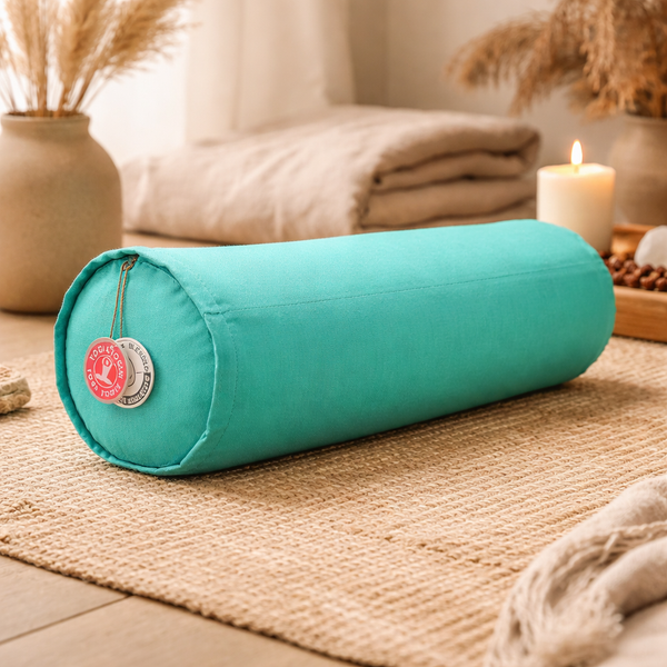 Yoga Bolster Rond Katoen Turquoise 60 x 16 cm