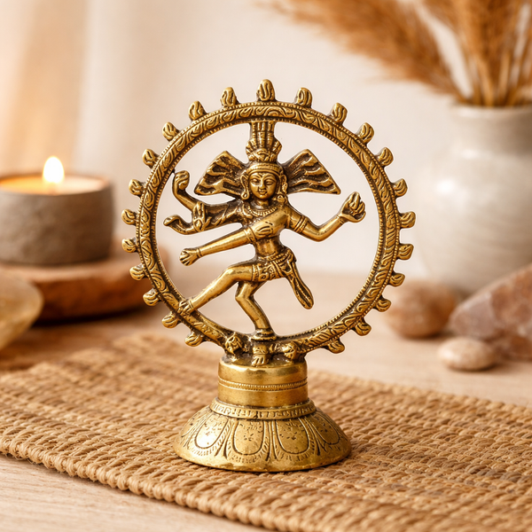 Shiva Nataraj Messing Beeld Met Vlammenkrans 13 cm
