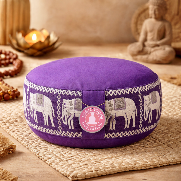 Meditatiekussen Yogi & Yogini Olifant Katoen Paars 33 x 16 cm