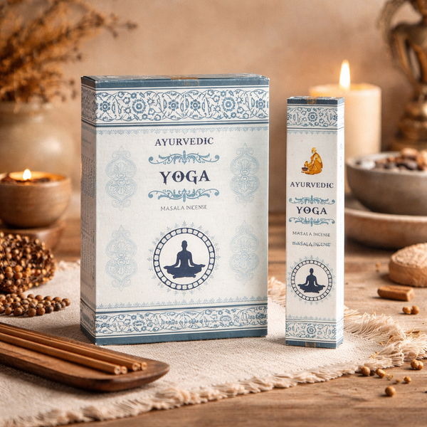 Ayurvedische Masala Wierook Yoga Premium Met Zes Geuren 12 Stokjes 10 Gram